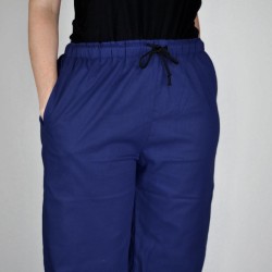 pantalon bleu-océan en tissu ramie