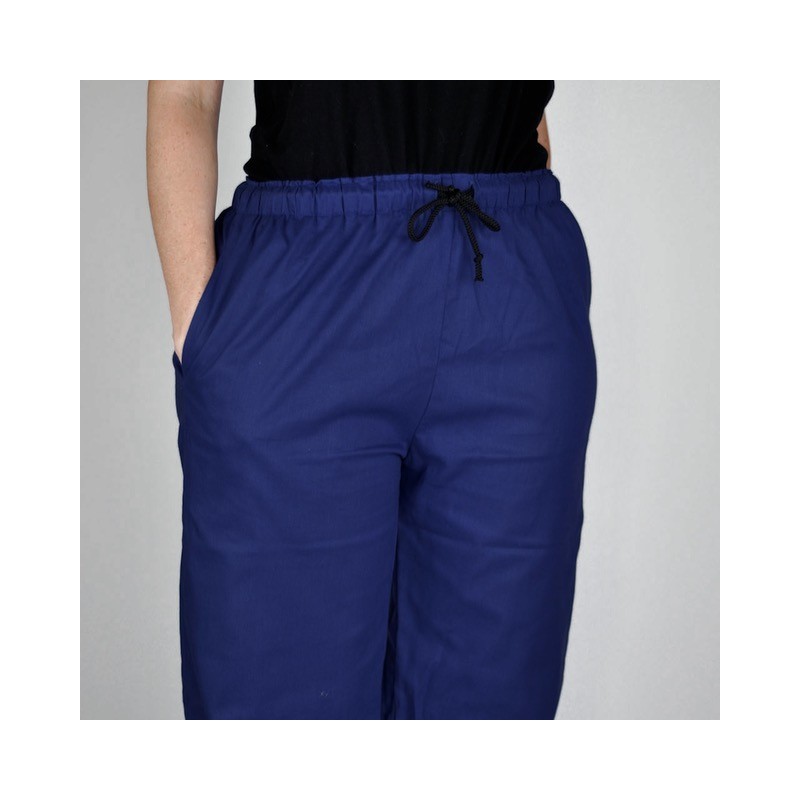 pantalon bleu-océan en tissu ramie