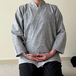 Veste samue en lin gris chiné
