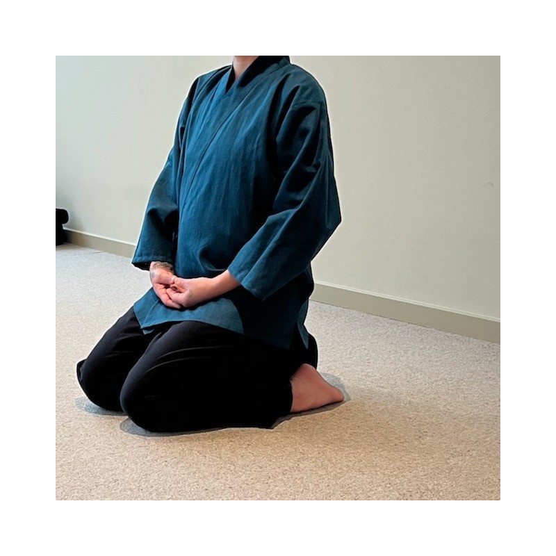 veste samue lin et coton couleur bleu émeraude