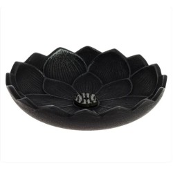 Porte-encens noir en fonte fleur lotus