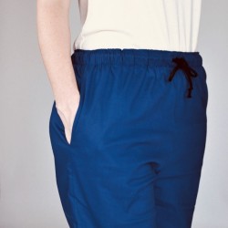 Pantalon bleu indigo en ramie