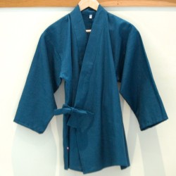 veste coton et lin bleu émeraude