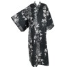 Yukata fleur de prunier fond noir et fleurs blanches