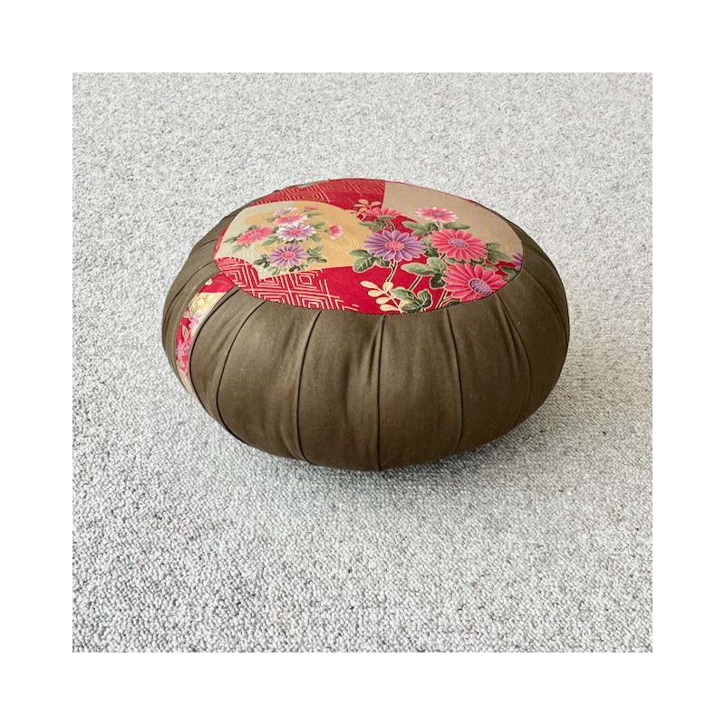 zafu brun et fleurs