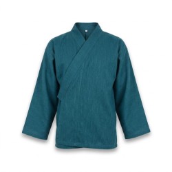 veste en lin et coton couleur bleu émeraude