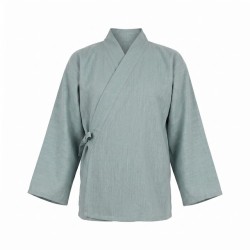Veste samue en coton et lin couleur vert-eau