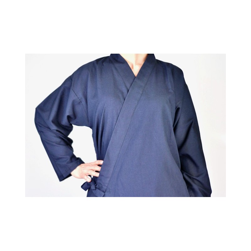 Veste samue d'été bleu océan en voile de coton