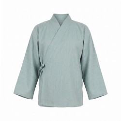 Veste Lin et coton bleu-céladon