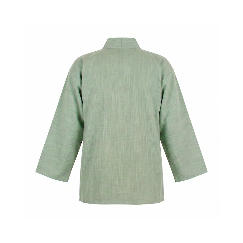 Veste lin-coton vert-eau