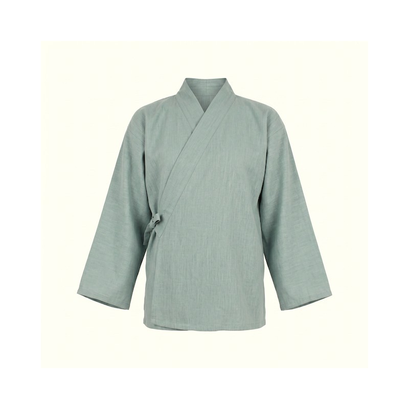 Veste samue vert-eau en lin et coton