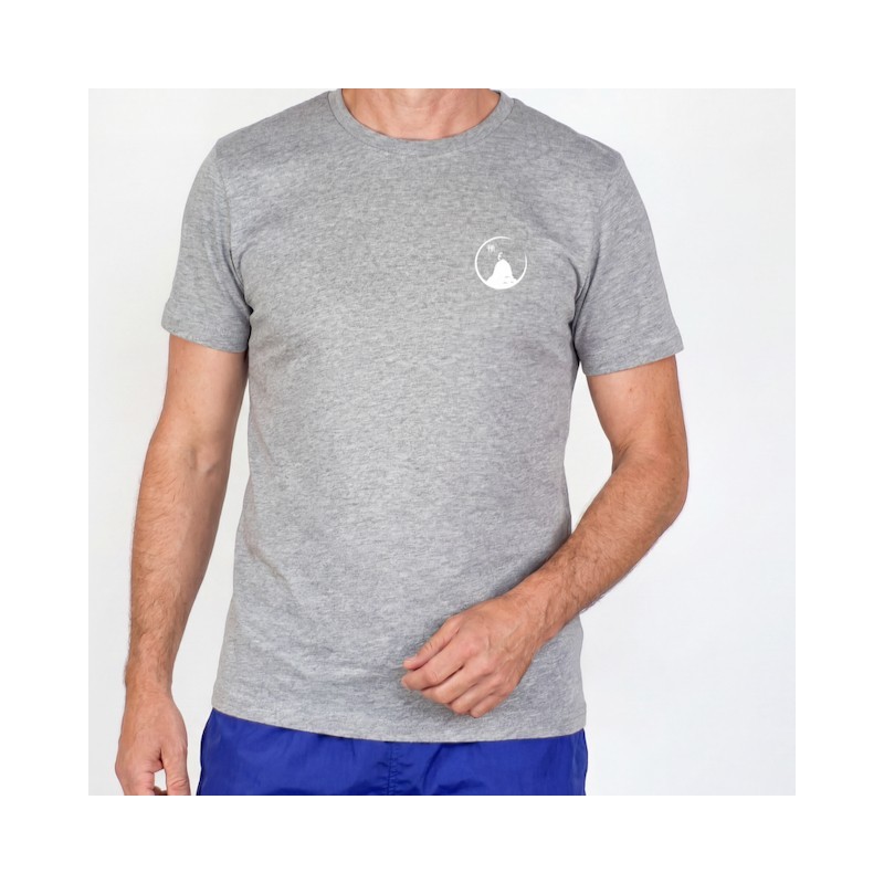 T-shirt zazen et la lune en gris chiné