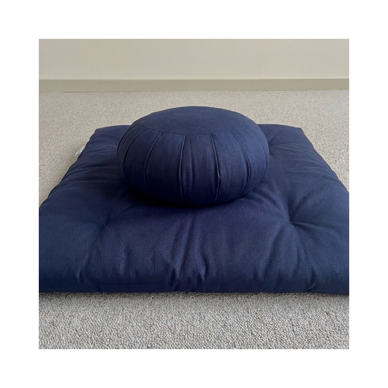 Ensemble zafuton et zafu bleu marine pour la méditation