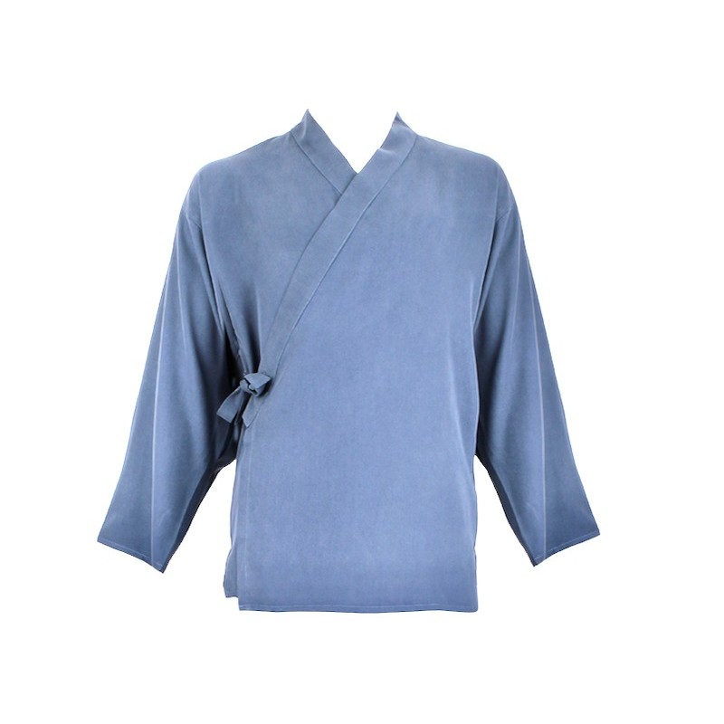 Veste samue d'été bleu océan en voile de coton
