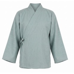 Veste samue en lin couleur bleu céladon