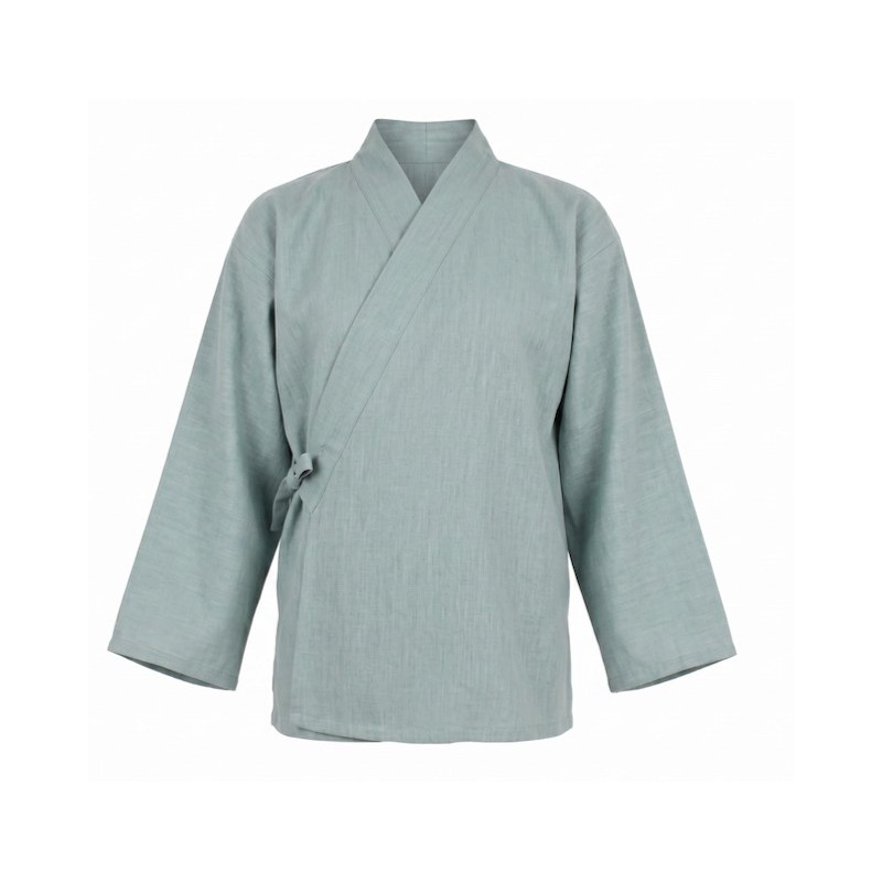 Veste samue en lin couleur bleu céladon