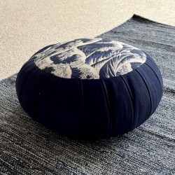 Zafu en kapok bleu et vagues