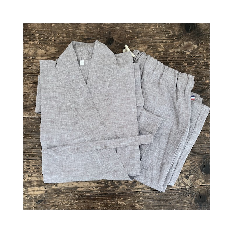 Ensemble Samue en lin chiné gris - Boutique Zen