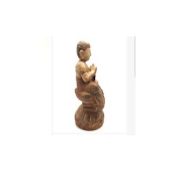 Bouddha-Manjushri en bois ancien 34 cm