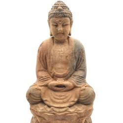 Bouddha-en-méditation-bois polychromé