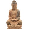 Bouddha-en-méditation-bois polychromé
