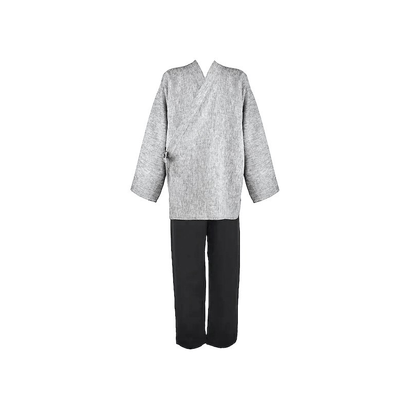 Veste samue chiné gris clair avec pantalon noir