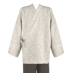 Ensemble veste en lin chiné et pantalon noir