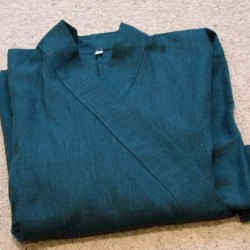 Veste samue  en lin bleu émeraude